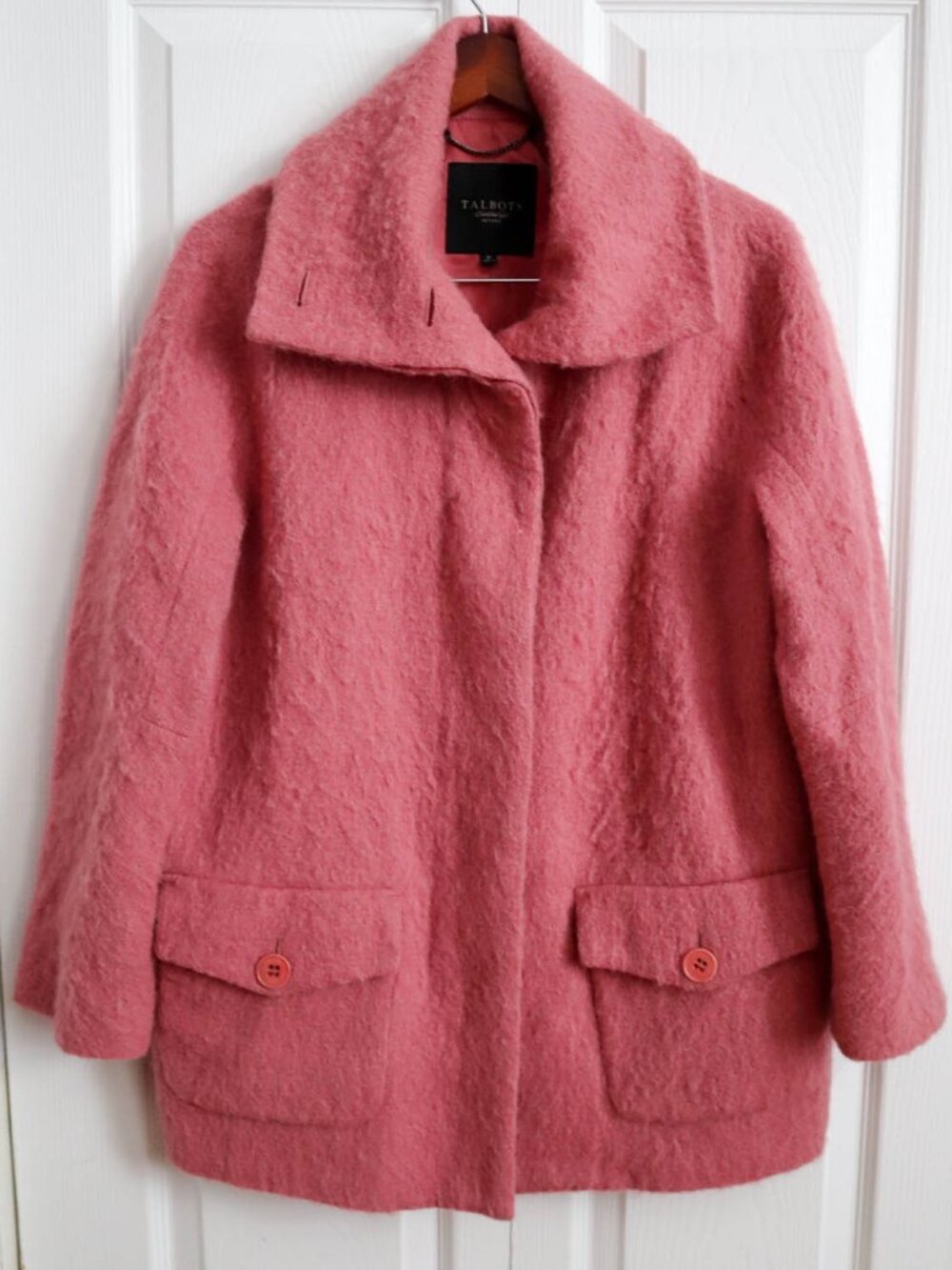 Talbots Petites Wool Alpaca Mohair Blend Jacket Coat Pink Sz M